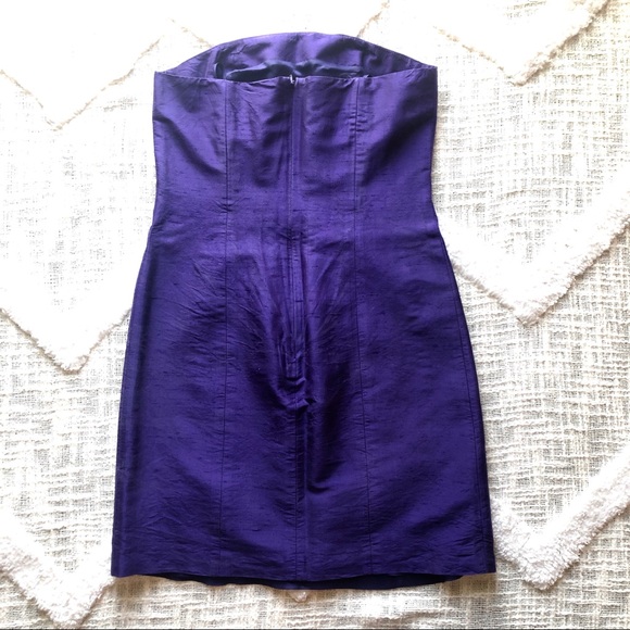 Strapless silk dress, amethyst purple. - Picture 2 of 4
